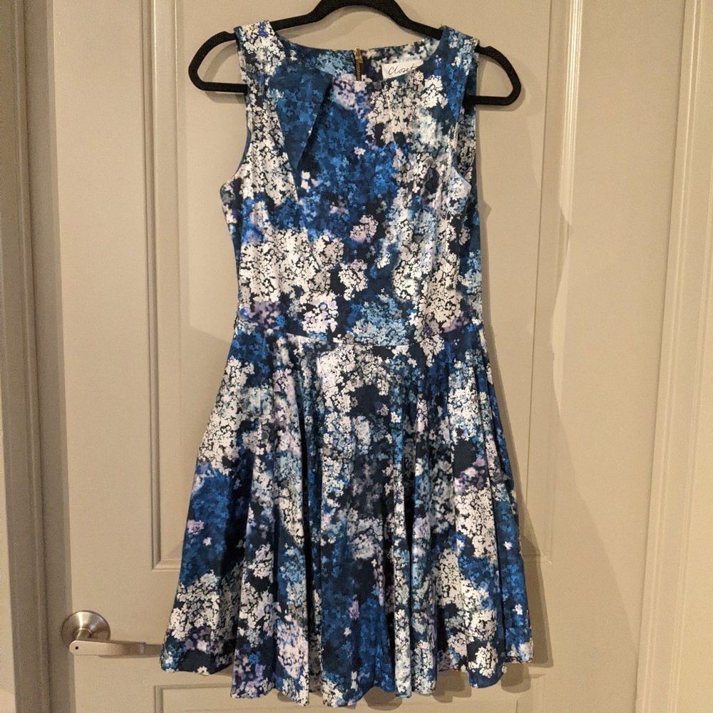 Closet London Blue Floral Pocket Cocktail Dress WITH POCKETS